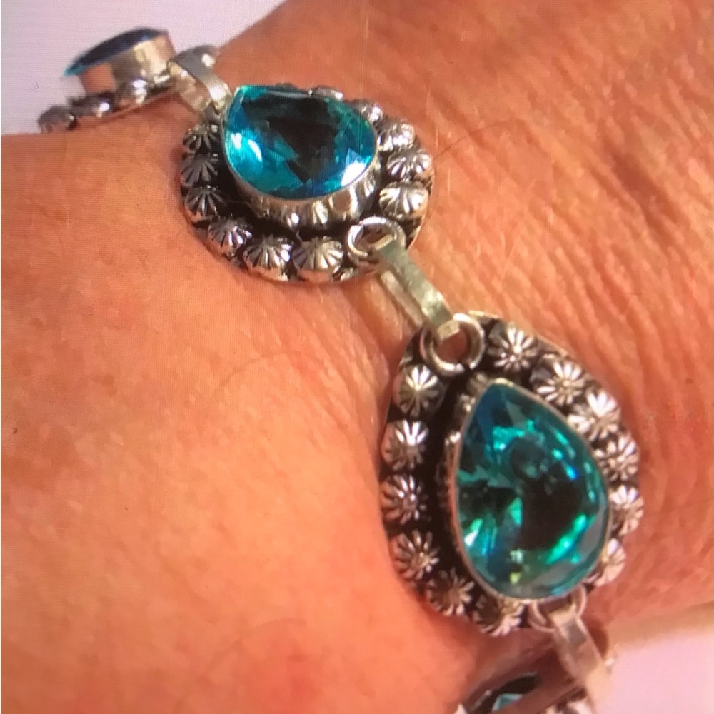 Blue Topaz 925 Sterling Silver Bracelet